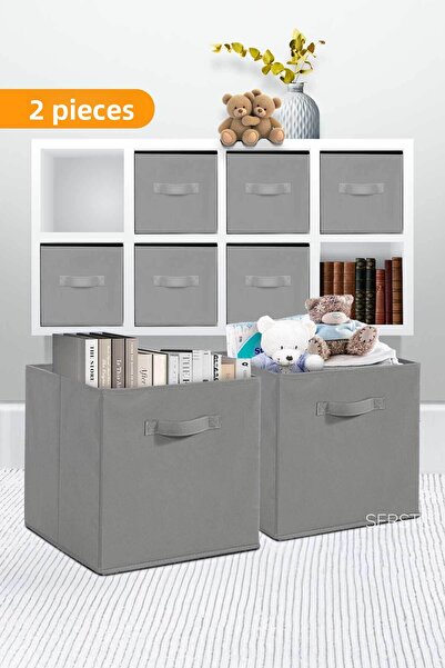 Serstil 2 Pieces Foldable Storage Box - Wardrobe Laundry Toy Organizer 30X30X30Cm Anthracite