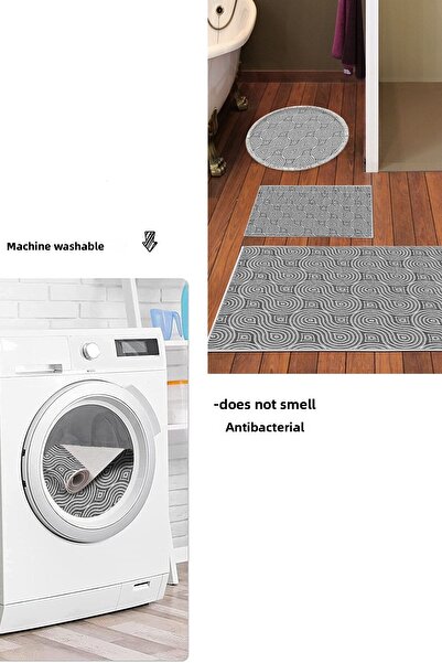 Dekoreko Non-Slip Base Djt 3-Piece Bathroom Mat Set Trend Mixed Round Modern 605m Gray