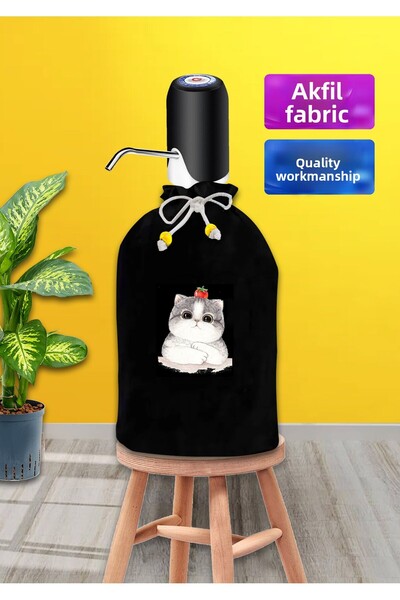 enmalife Black Bottle Cover Strawberry Cat Printed Black Fabric Bottle Cover