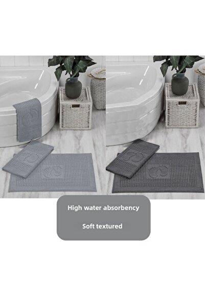 Rebeka 2 Pieces of Şilay Foot Towel - Mat Light Gray 260g