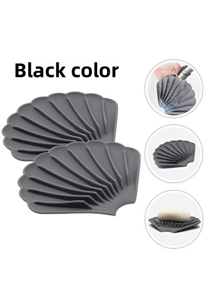 omilife Black Color Non-Slip Oyster Shaped Silicone Soap Dish Soap Storage Holder and Portable Soap Dish P