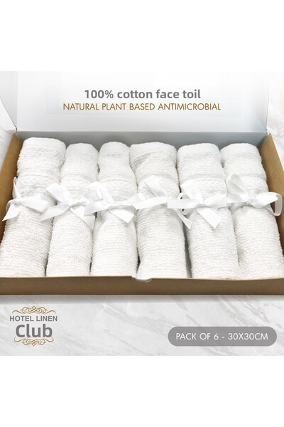 Hotel Linen Klub 6-Piece Glofresh Antimicrobial Face Towel, Luxury Touch and Enhanced Hygiene for Daily Use