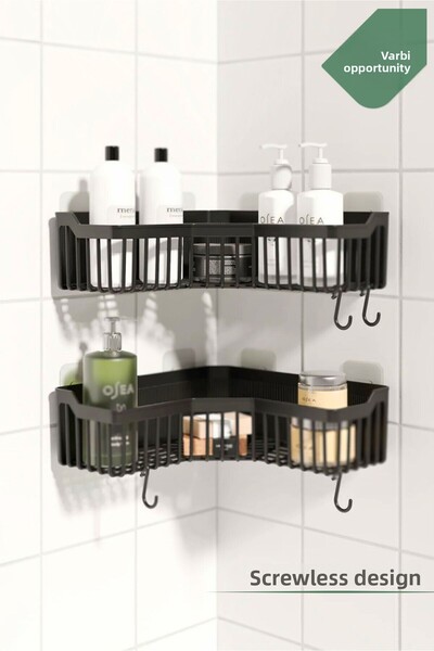 Varbifırsat مجموعة من رف حمام زاوية مقاس 2 بوصة، ورف شامبو للاستحمام ومنظم حائط