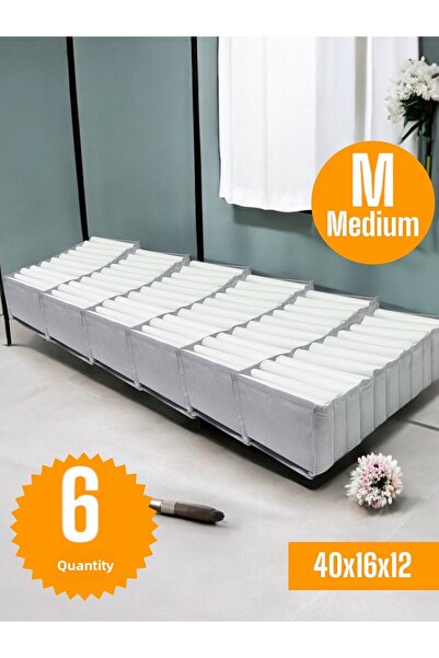 Balkan Room 6 Bucuri Gri Tip Acordeon Mediu 11 Compartimente Organizator Sertar Set Organizator Dulap 40x16x12 Cm