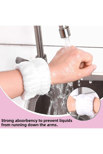 MEŞELİ TEKSTİL 2 White Super Soft Towels - Sports and Spa Bracelet 100% Cotton