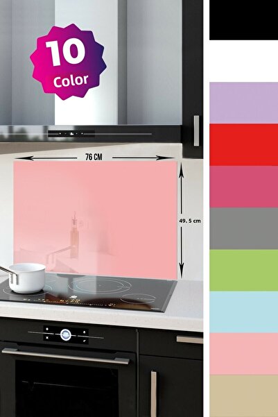 Decorita Glass Stove Back Protector| Solid Color - Salmon| 49,5cm X 76cm