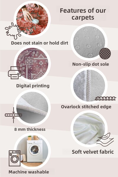 ALAADDİN CARPET Non-Slip Based Washable Set of 2 60x100 50x60 Bathroom Carpet Bath Mat Toilet Seat Set