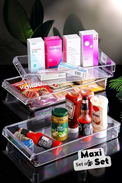 Nandy Home Maxi New Clear Organizator pentru frigider și dulap 3 buc