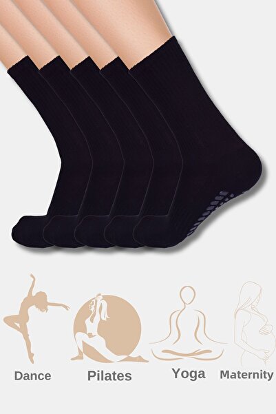 belyy 5 чифта чорапи за пилатес за жени Нехлъзгаща подметка Чорапи за йога, балет, танци, упражнения и чорапи за бременни