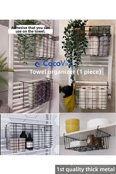 CocoVia Suport decorativ pentru prosoape cu cuier - Accesoriu pentru baie cu ...