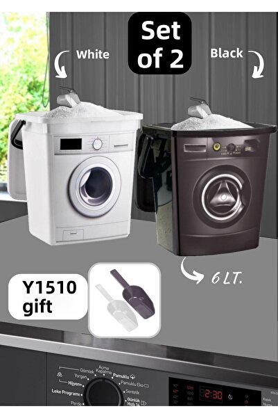 Alamut Home Washing Machine Appearance Covered Detergent Dispenser Portable Detergent Storage Box 6 Lt