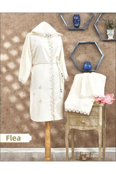 HUZUR ÇEYİZ French Lace Dowry Bridal Bath Honeymoon Women's Bathrobe Set