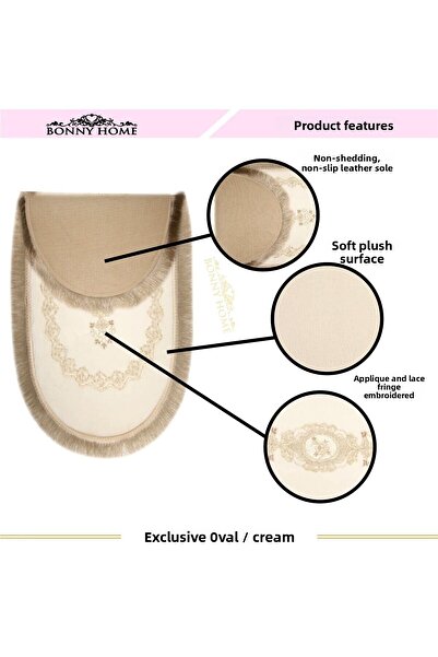 Dokumacıoğlu Σετ 3 εξειδικευμένων οβάλ κρεμ ρουτσέ και μαλλιών με κορδόνια για μπάνιο - Αντιολισθητικό σετ τουαλέτας