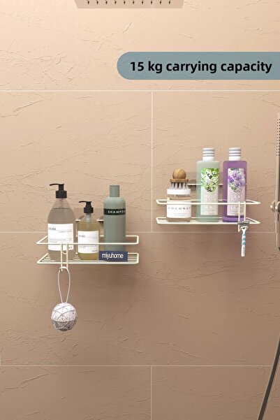 moniev Αυτοκόλλητο ράφι μπάνιου 2 τεμαχίων Επιτοίχιο ράφι κουζίνας με ανοξείδ...