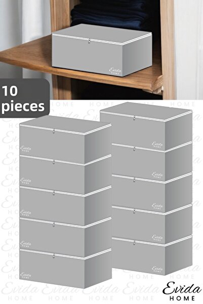 Evida 10 Pieces of Gray Zippered under the Bed - 60*40*22 - Duvet, Clothing, Seasonware Storage Organizer