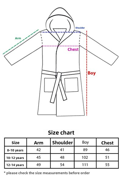 CAQQA 10-12-14 Years Hooded 100% Cotton Towel Children's Bathrobe| Allergy Free