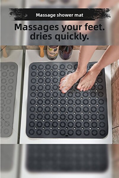 seahome 54x54cmSquare Massage Non-slip Shower Cabin - Adhesives with 100 Suct...