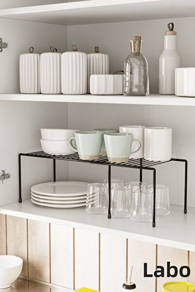 Bino 1 db bővíthető szekrényrendező polcrendező fekete fém állítható 2 részes