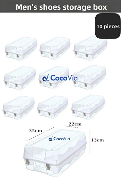 CocoVia (10 Pieces) Stylish Men's Shoe Box | Transparent Large Size Shoe Stor...