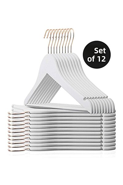 Go Home 12 bucăți cuier din plastic cu aspect de lemn alb pentru haine