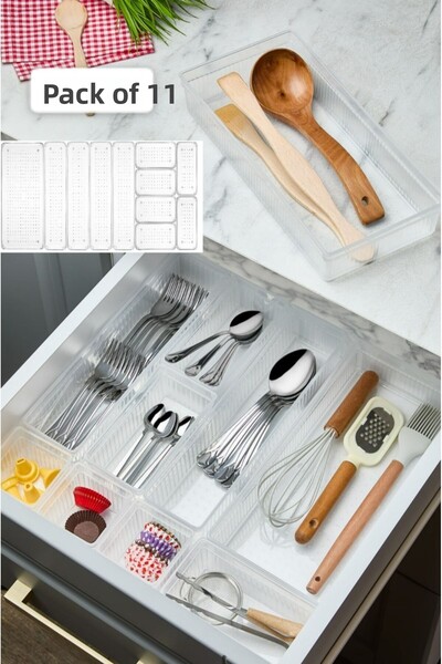 Bayev Bade 11 Pieces Drawer Inside Cutlery Organizer Organizer - Cutlery Box