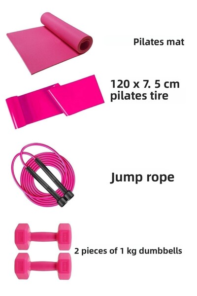 Tosima Set de exerciții Deluxe Covoraș Pilates 2 X 1 Kg Set Anvelope Pilates și Coarda de sărit