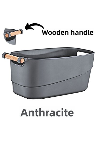 zezedesing مقبض خشبي متعدد الأغراض للحمام - المطبخ - درج داخلي - سلة تنظيم داخل الخزانة 10 لتر (أنثراسايت)