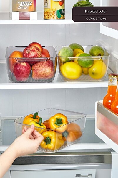 Hesaplı Kasa منظم فريز 2.4 لتر - صندوق منظم للثلاجة بلون دخاني