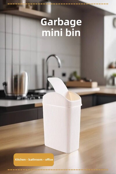 Open Home Concept Mini Trash Can, Kitchen, Bathroom, Toilet, Office Trash Can Cream
