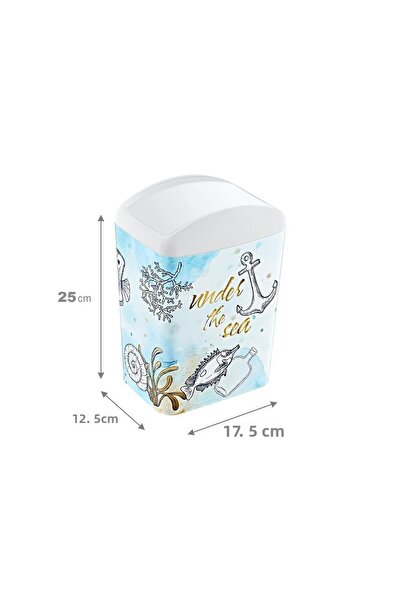 Smartware Soft Illustrated Trash Can Rotating Lid 5 Lt