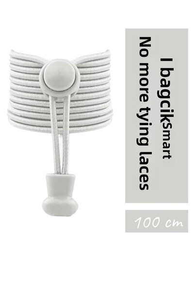 SHELAX أربطة حذاء مرنة بيضاء ذكية قابلة للقفل / رباط حذاء مرن أبيض على نقاط س...