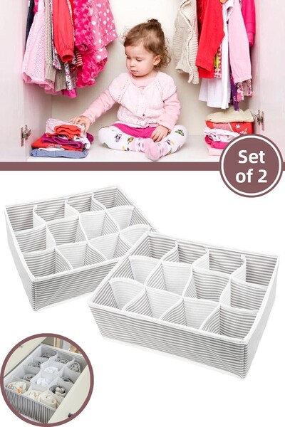 Evren 2 bucăți Organizator pentru șosete pentru camera copiilor, cu 12 compar...