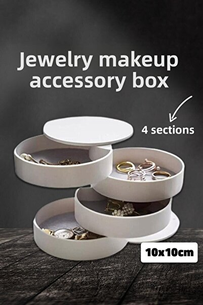 WAPPA منظم مجوهرات ذو 4 طبقات - منظم قلادة خاتم مجوهرات قابل للدوران 360 درجة