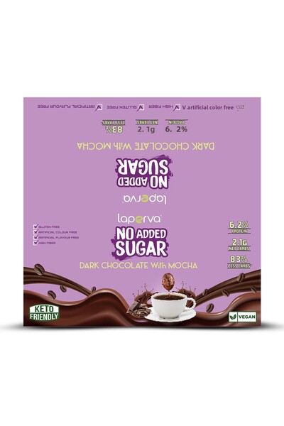 Laperva لوح شوكولاتة بدون سكر مضاف، شوكولاتة داكنة مع موكا، علبة تحتوي على 20...
