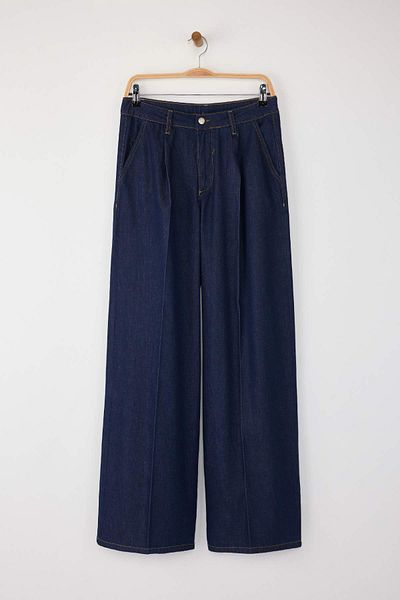 Trendyol Collection Σκούρο μπλε κανονικό τζιν με φαρδιά μέση TWOAW26JE00008