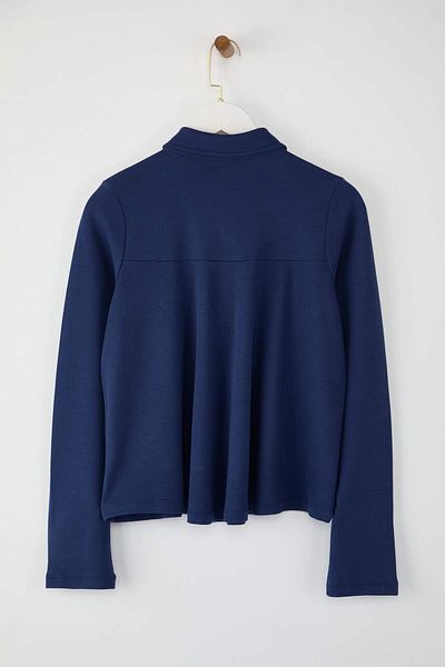Trendyol Collection Μπλε Navy Tok Πανί Polo γιακά με κουμπιά Χαλαρή/Άνετη Πλεκτή Μπλούζα TWOAW26BZ00074