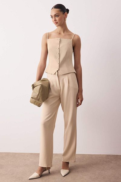 Trendyol Collection Straight Cut Wide Leg Pleated Trousers - Twoss21Pl0155