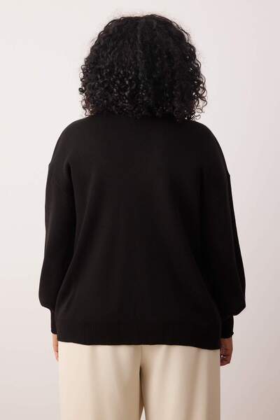 Trendyol Curve Schwarze Strickjacke mit Schleife/Band-Detail TBBAW26AV00011