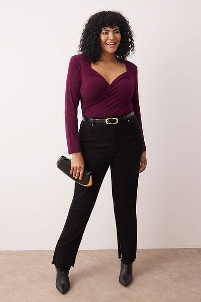 Trendyol Curve Bodycone cu guler dublu prune Body TBBAW25CS00008