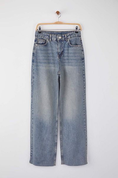 Trendyol Collection Blue High Waist Wide Leg Wide Leg Jeans Twoaw26Je00089