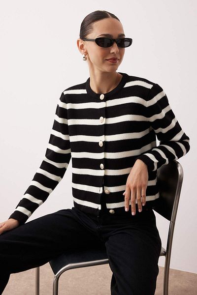 Trendyol Collection Black*001 Basic Jacket Look Knitwear Cardigan Twoaw24Hi00091