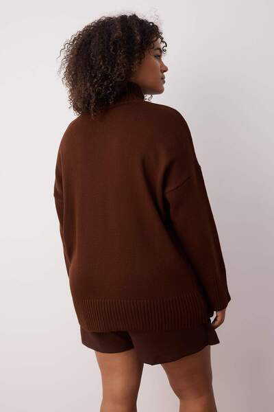 Trendyol Curve Καφέ πλεκτό πουλόβερ με λαιμόκοψη χωρίς ώμους TBBAW23AN00136