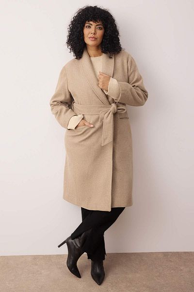 Trendyol Curve Πέτρινο παλτό Oversize Plus Size TBBAW23KB00004