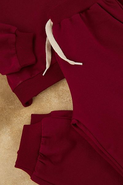TRENDYOLKIDS Плетена блуза с горнище и долнище в бордо и червено TKDAW25AU00038