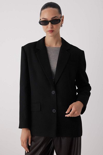 Trendyol Collection Wardrobe Essentials Black Stamped Woven Special Collection Blazer Jacket |   Twoaw26Bc000050