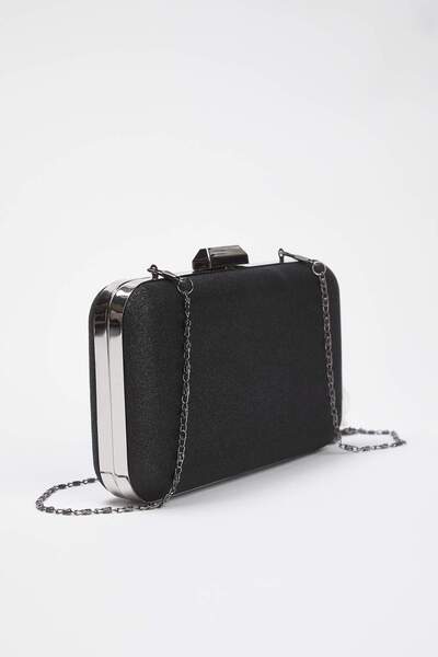 TRENDYOL SHOES Black Glitter Evening Dress Women's Stylish Mini Clutch Hand Bag Takss25Oc00065