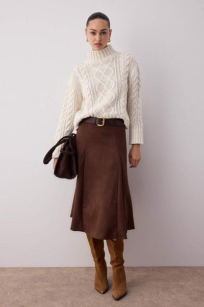 Trendyol Collection Πλεκτό πουλόβερ με πέτρινο πλεκτό φαρδύ TWOAW26KZ00128