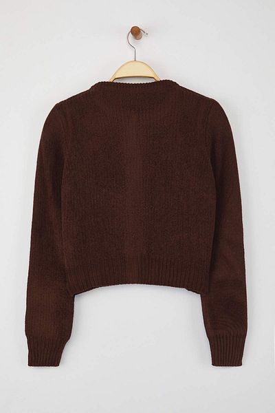 Trendyol Collection Καφέ Premium νήματα/Πλεκτό ζακέτα με λεπτομέρεια τσέπης TWOAW24HI00051