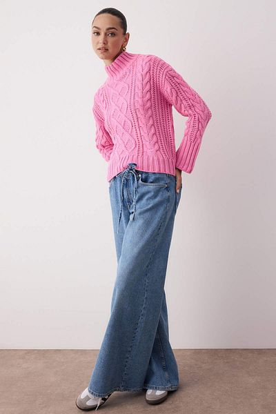 Trendyol Collection Ροζ Μαλλιά Πλεκτό Φαρδύ Πλεκτό Πουλόβερ TWOAW26KZ00128