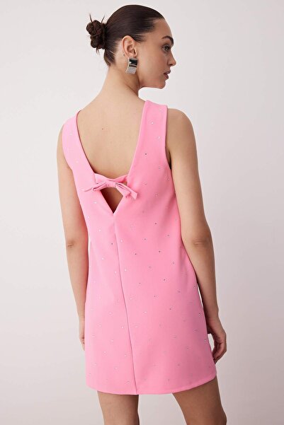 Trendyol Collection Pink Bright Stone Printed Super Mini Dress Tpraw25El00192